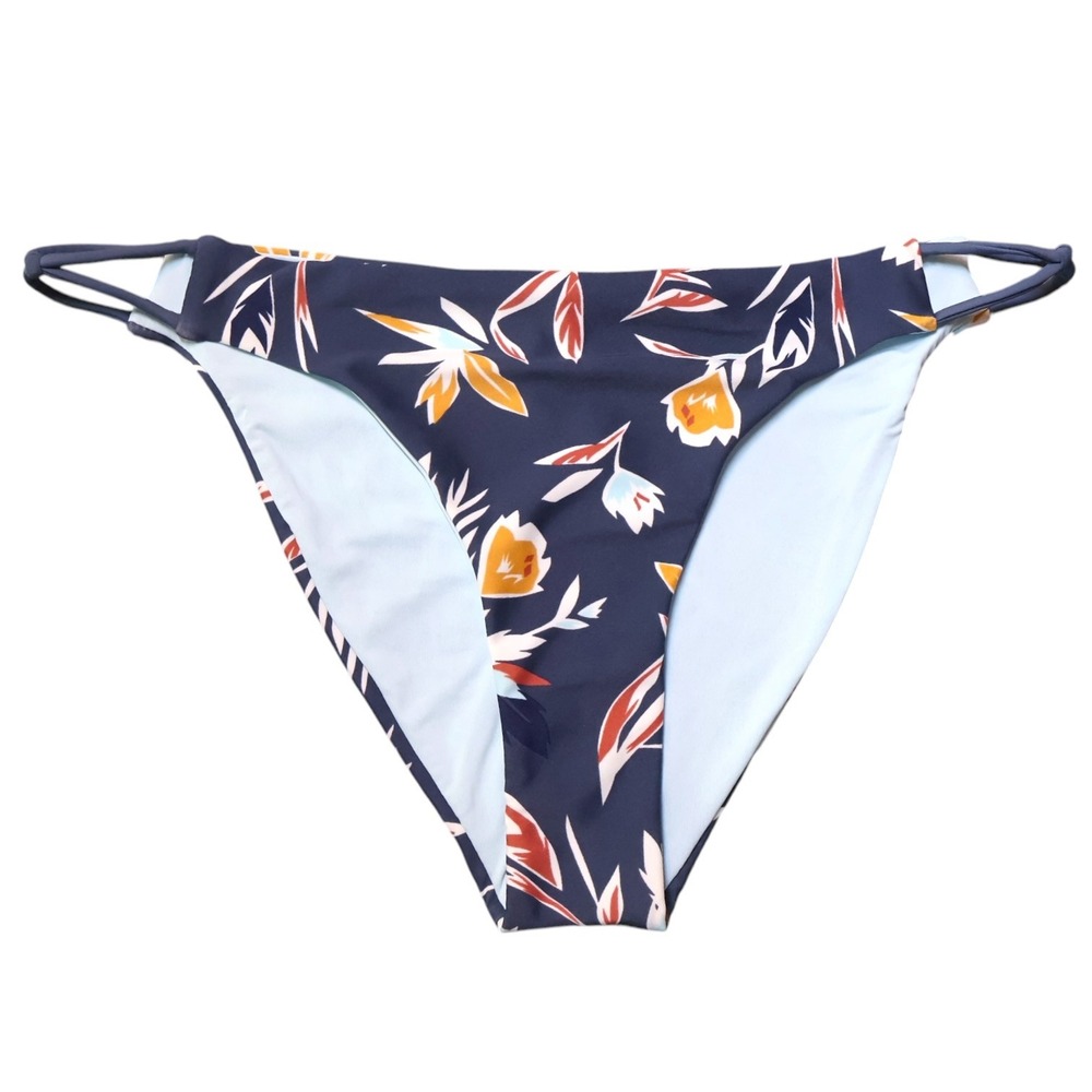 Dolce Vita Matisse Floral Bikini Bottom L Navy Marigold Pigeon Hipster Painterly